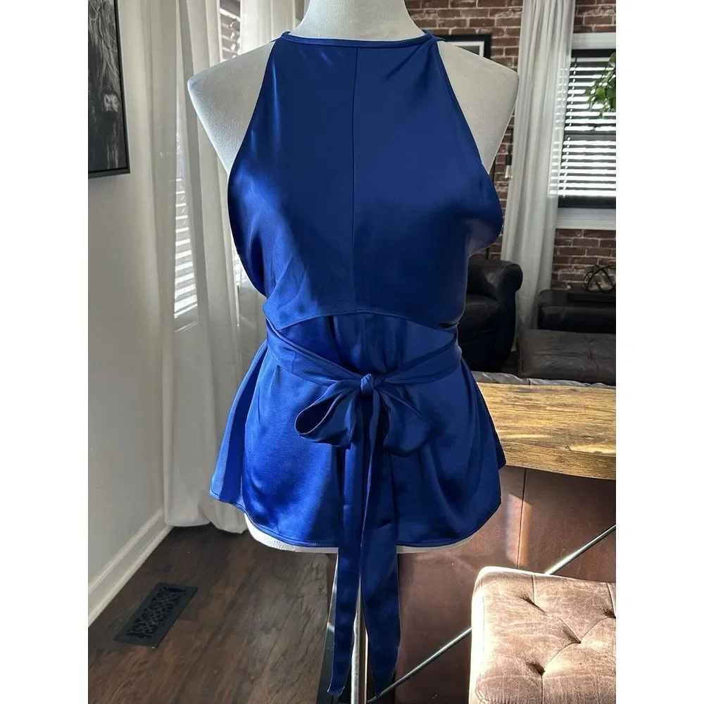 Ted Baker London NWT Women's MIKELLE Self Tie Halter Cam Dark Blue Size 2 $198 - Picture 4 of 11